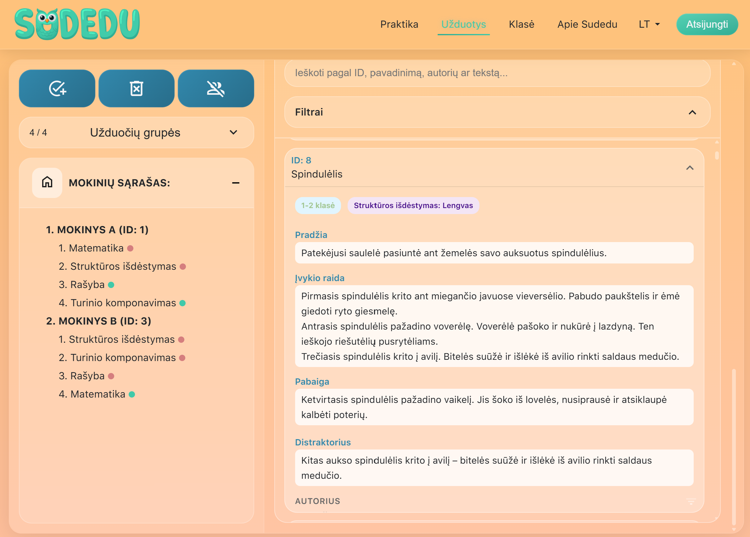 Užduoties peržiūra