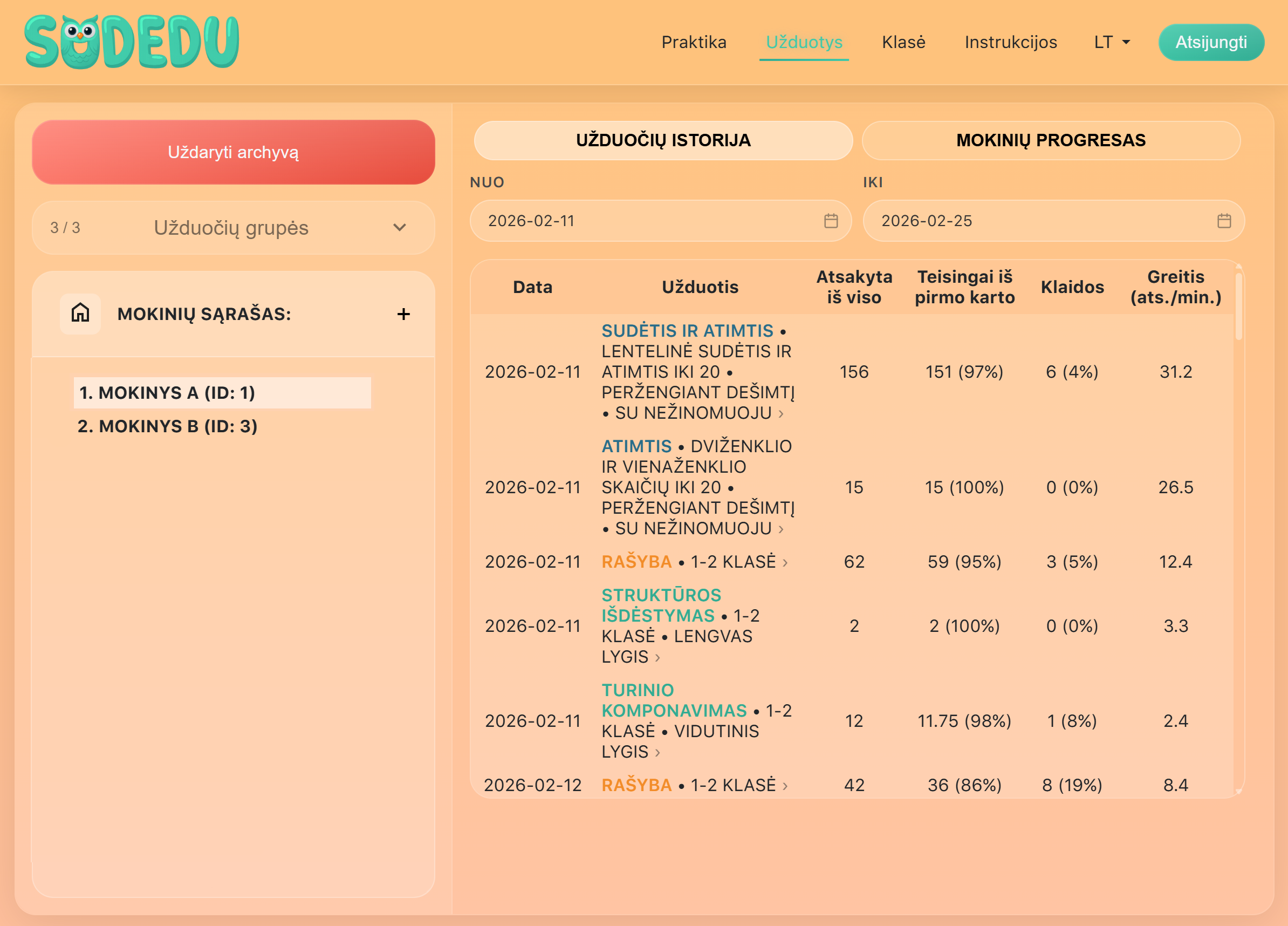 Užduoties peržiūra