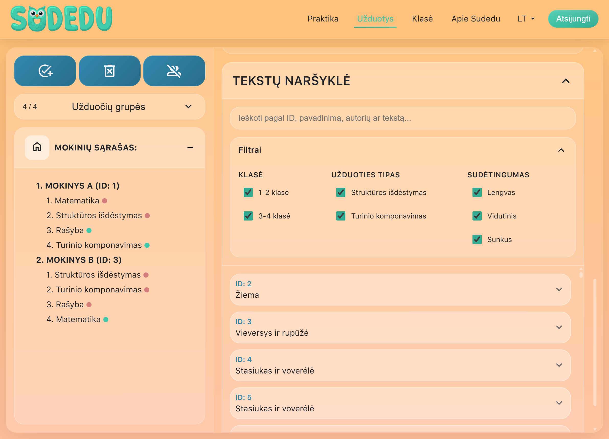 Užduoties peržiūra